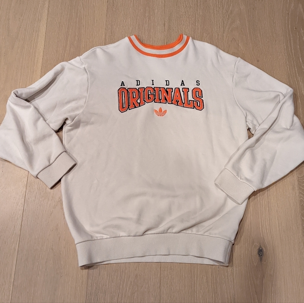 Adidas Originals Men's Cream and Orange Crewneck